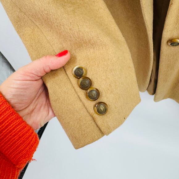 Vintage Talbots Camel Hair Blazer Tan Classic Fit Lined Jacket Two Button Size M - Picture 8 of 9